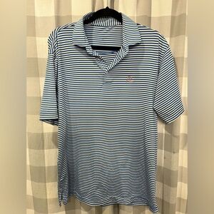 Rhoback Navy and White Striped Golf Polo